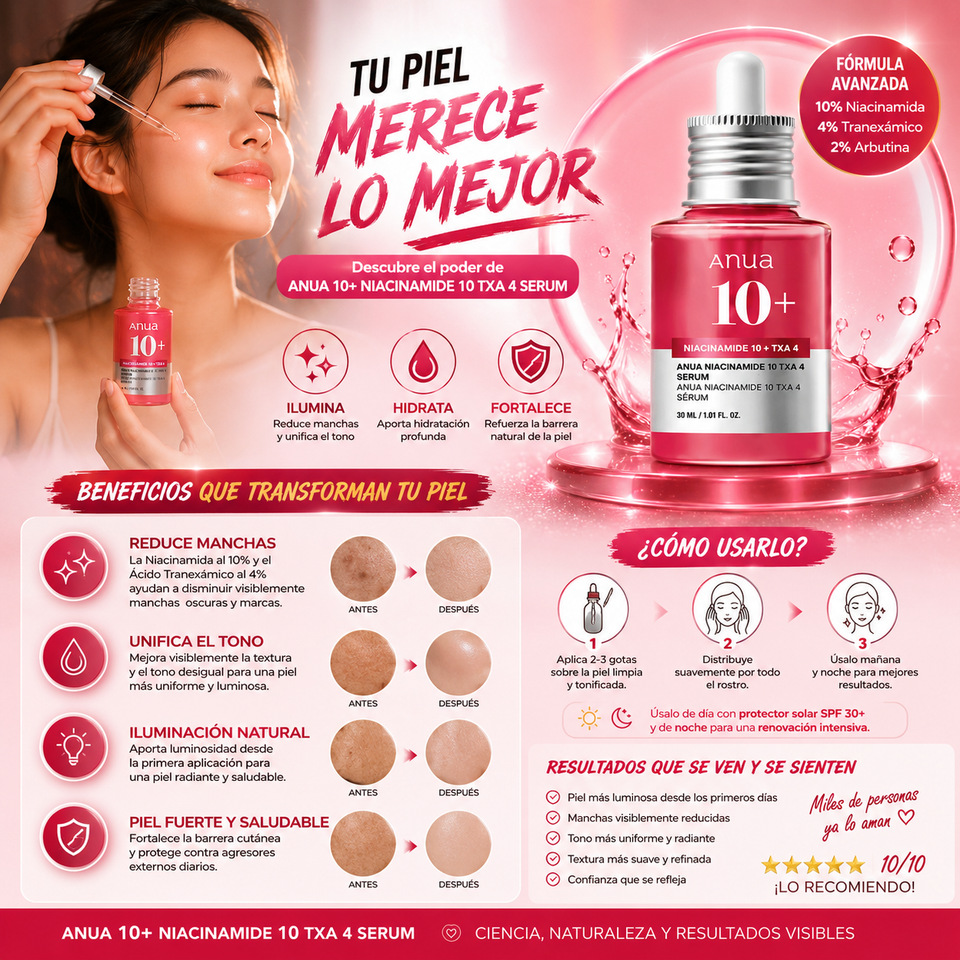 ANUA 10+ Niacinamide TXA 4 Serum – Ilumina, unifica y transforma tu piel ✨