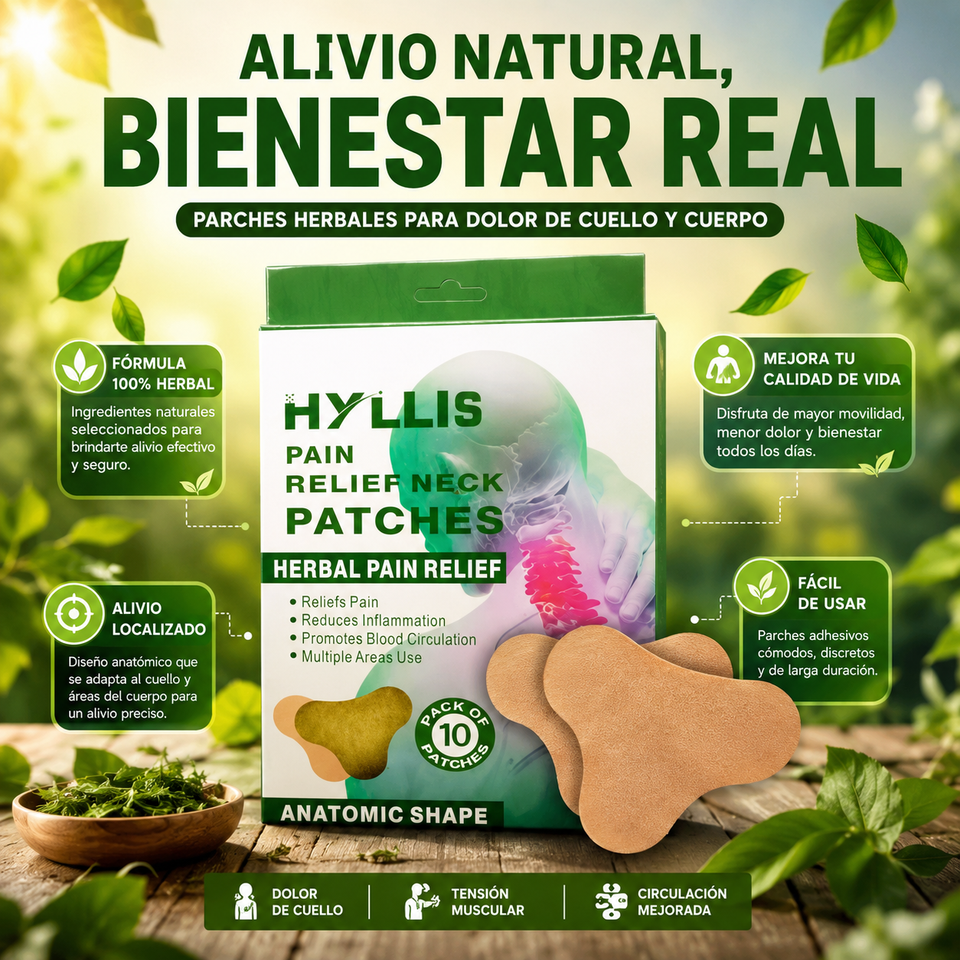 Parches Herbales HYLLIS para Alivio del Dolor de Cuello y Cuerpo 🌿