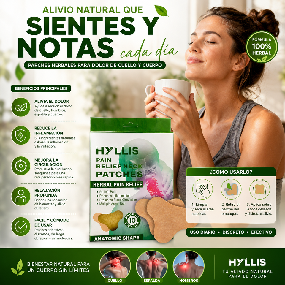 Parches Herbales HYLLIS para Alivio del Dolor de Cuello y Cuerpo 🌿