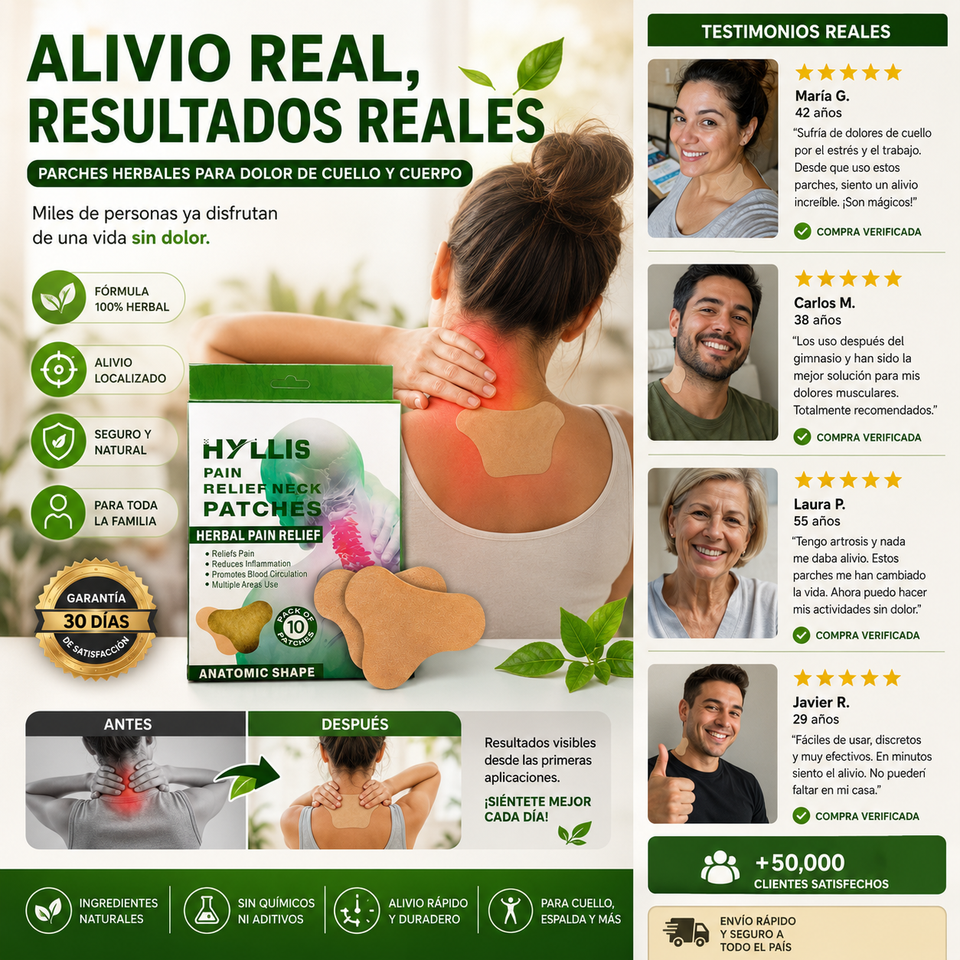 Parches Herbales HYLLIS para Alivio del Dolor de Cuello y Cuerpo 🌿