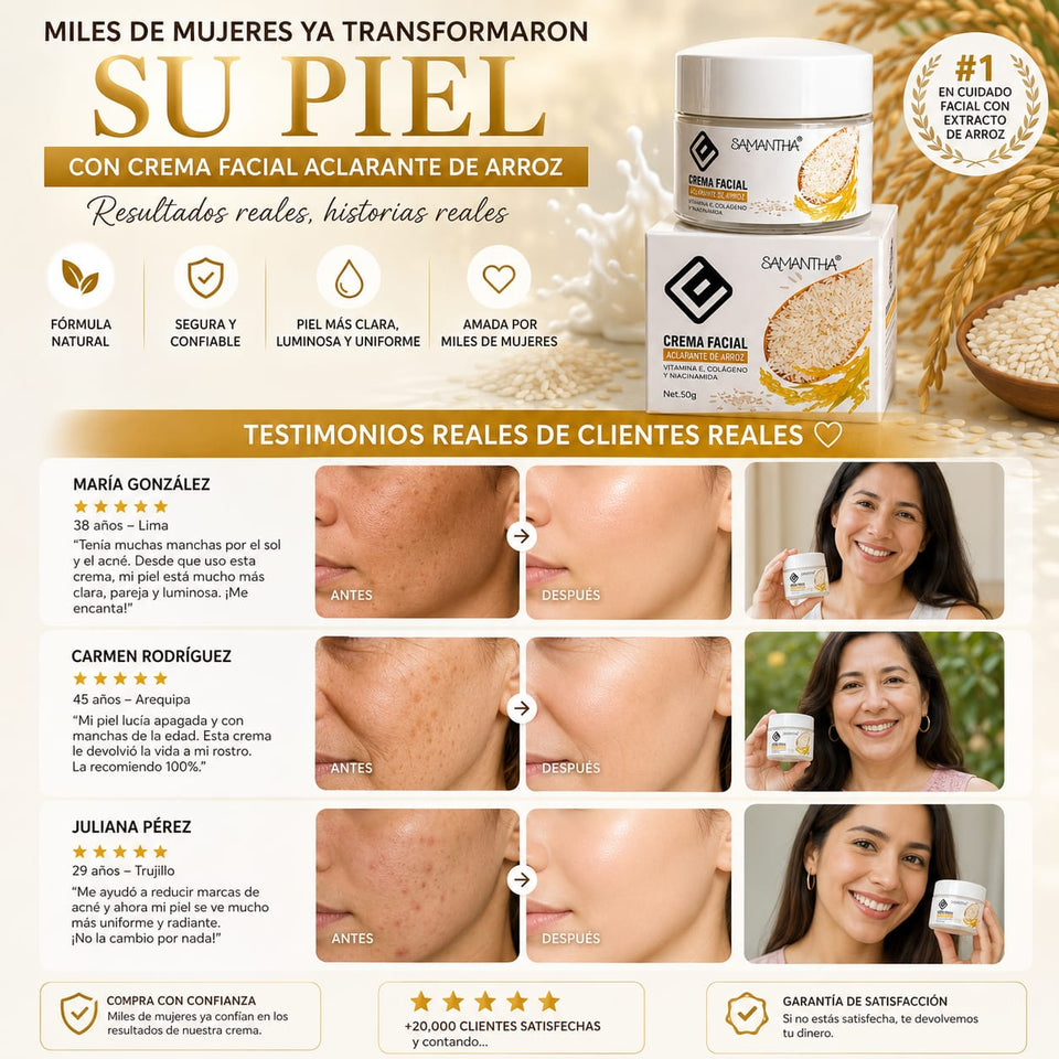 Crema Facial Aclarante de Arroz SAMANTHA®